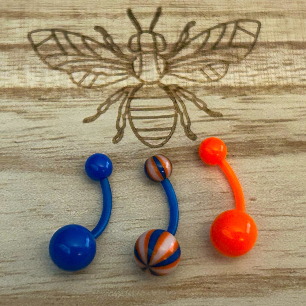 ❤️2for$10 PRICE DROP Set of FLEXIBLE Belly Rings- orange blue white body jewelry